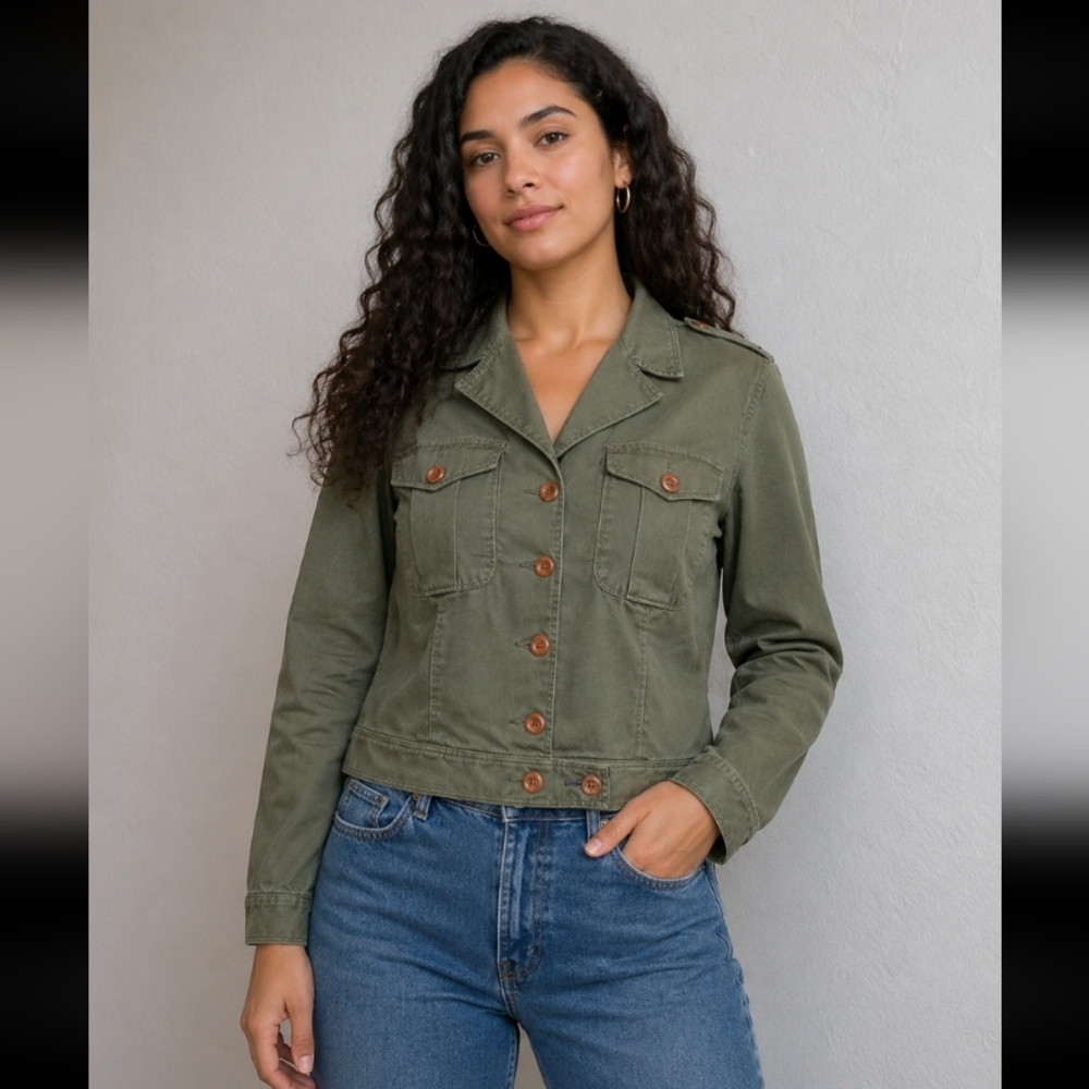 G1 Military Crop Elbow Patxhes Pockets Jacket Medium